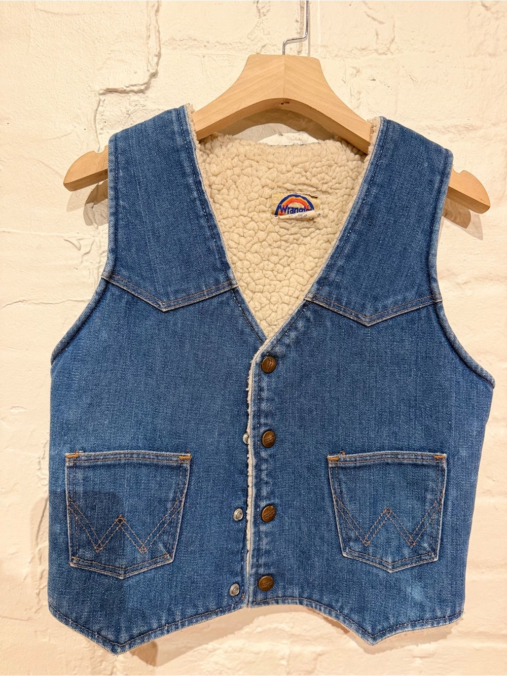 Wrangler Blue Denim Sherpa-Lined Women's Vest